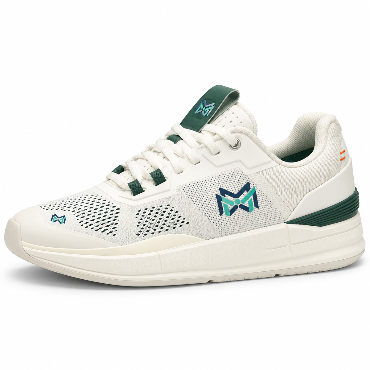 MM Deals Hub Ivory Forest Green Mesh Lace-Up Sneakers