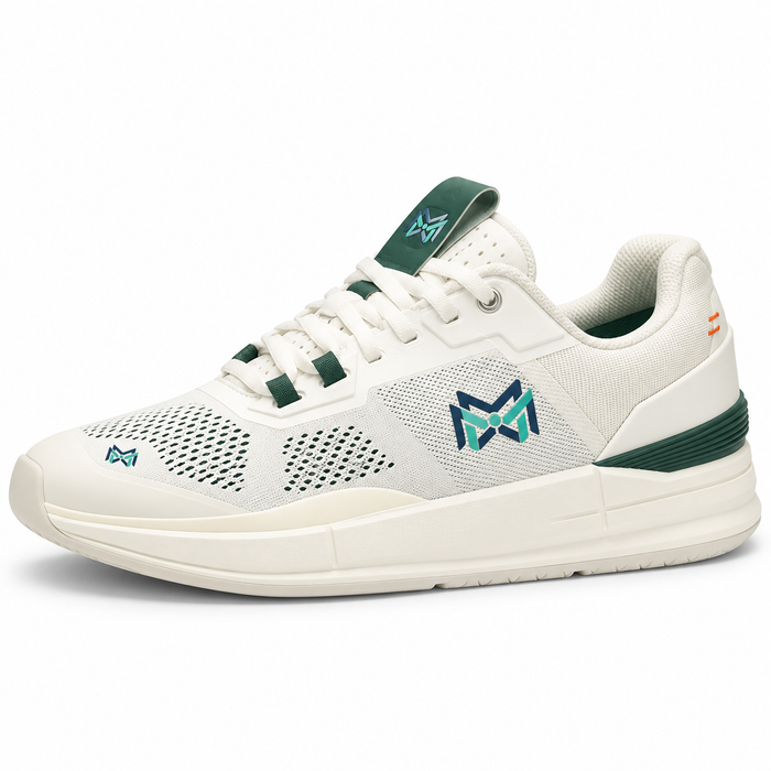 MM Deals Hub Ivory Forest Green Mesh Lace-Up Sneakers