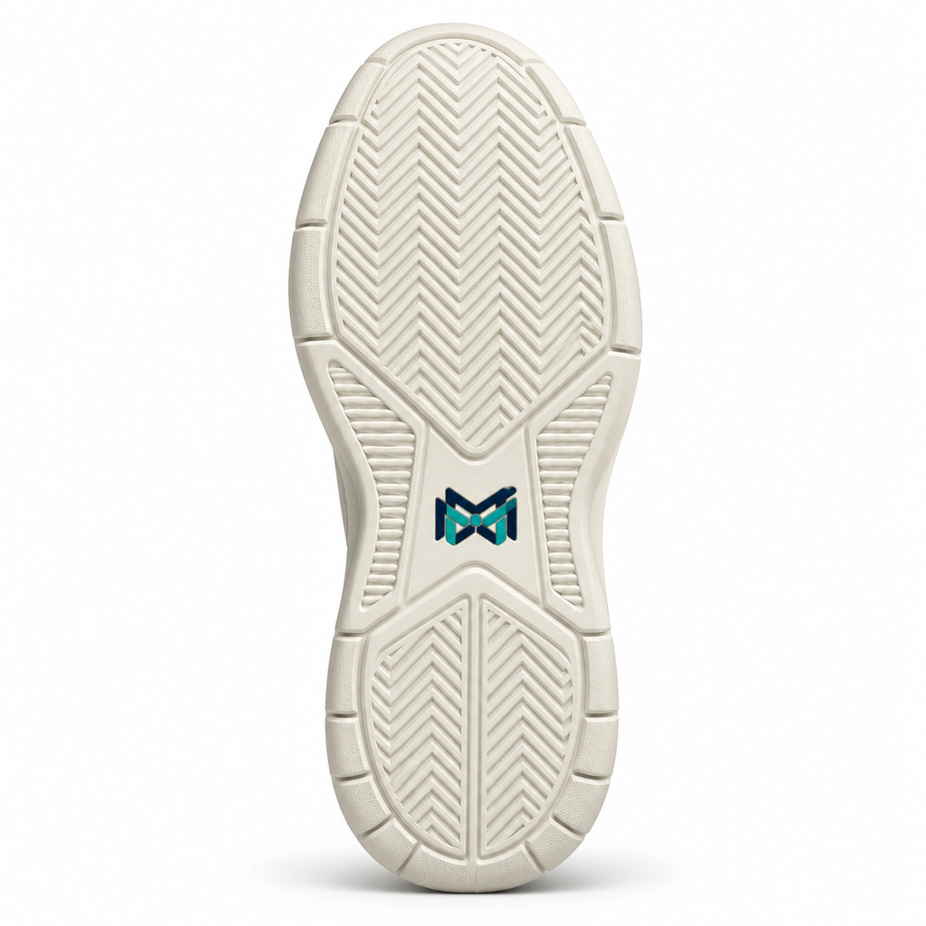MM Deals Hub Ivory Forest Green Mesh Lace-Up Sneakers