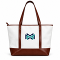 MM Deals Hub White Chestnut Brown Zip-Top Shoulder Tote