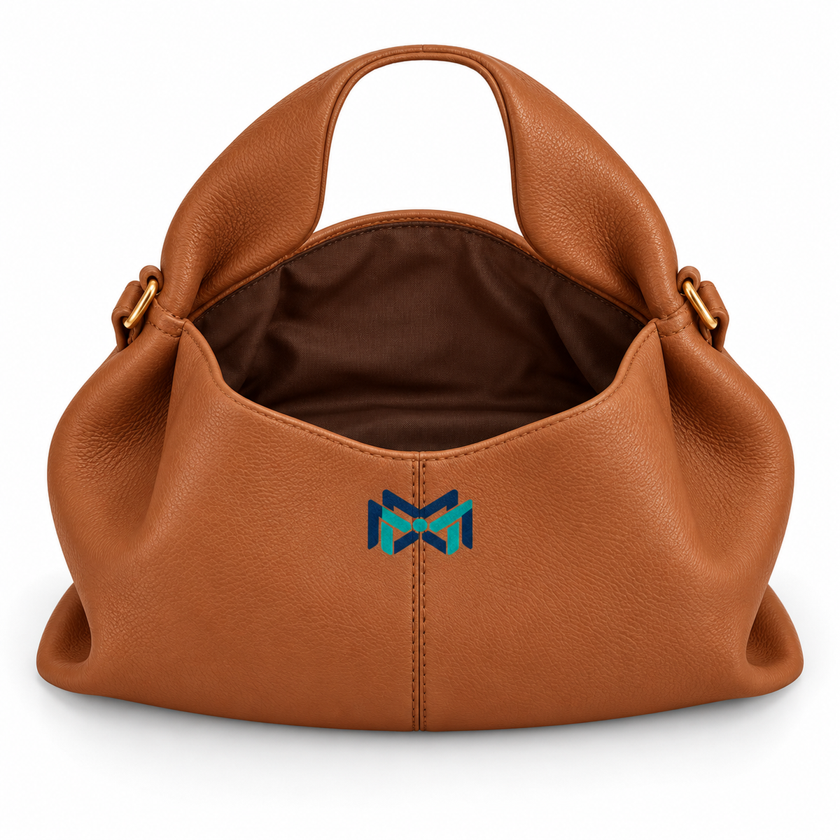 MM Deals Hub Cognac Pebbled-Texture Sculptural Handle Handbag