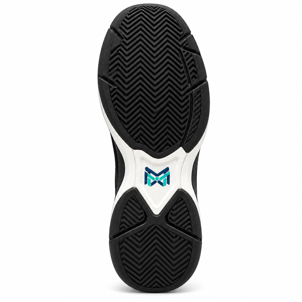 MM Deals Hub Black Mesh Lace-Up Sneakers with White Sole