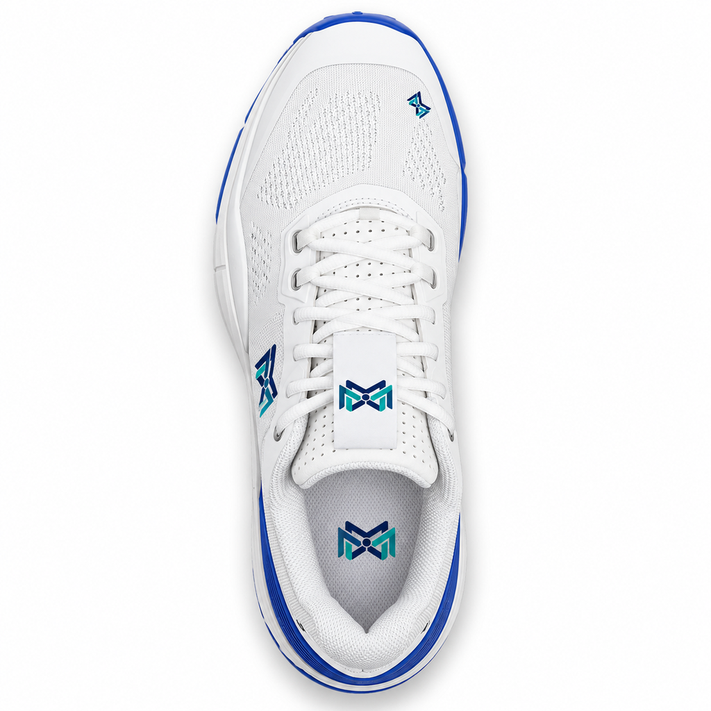 MM Deals Hub White & Royal Blue Mesh Lace-Up Sneakers