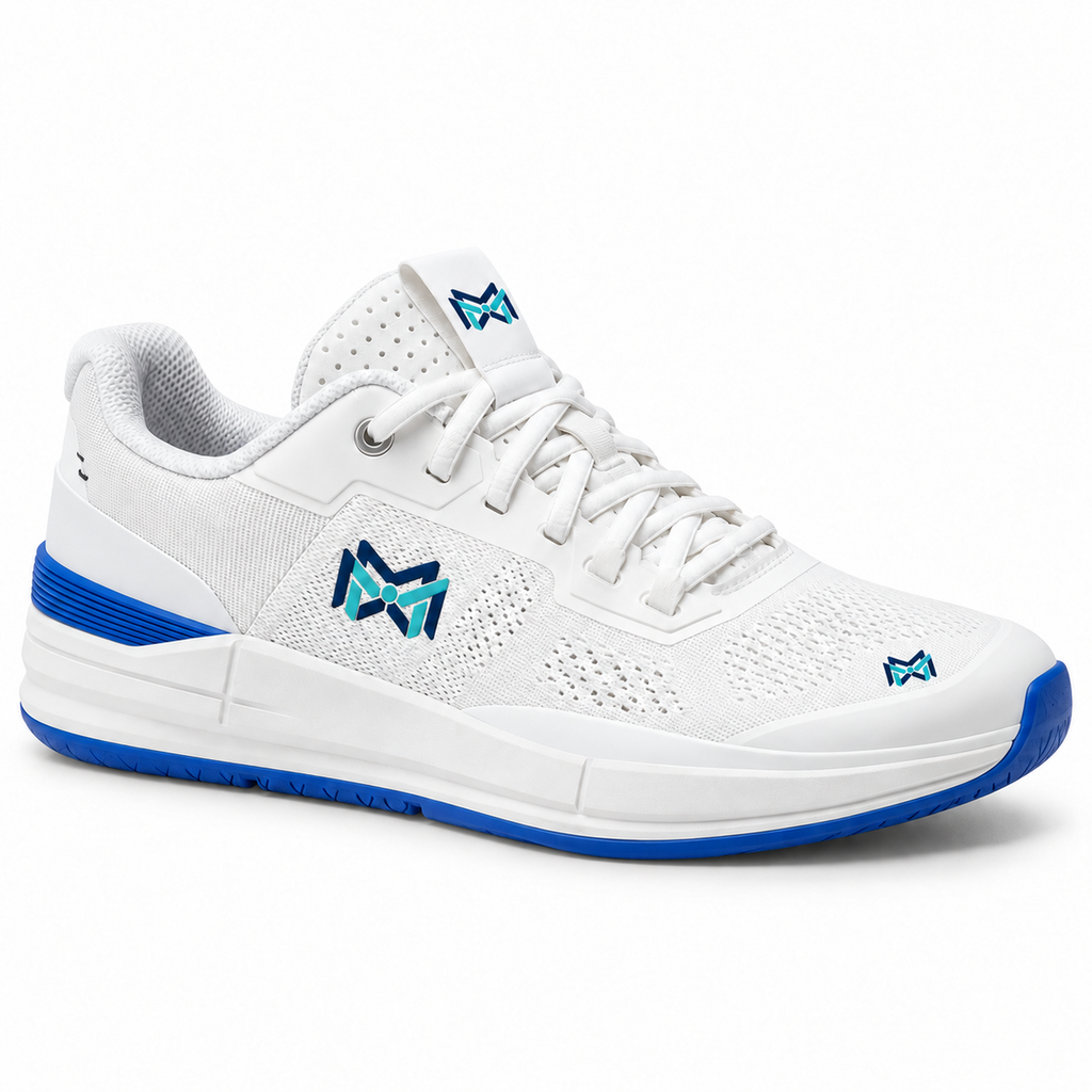 MM Deals Hub White & Royal Blue Mesh Lace-Up Sneakers