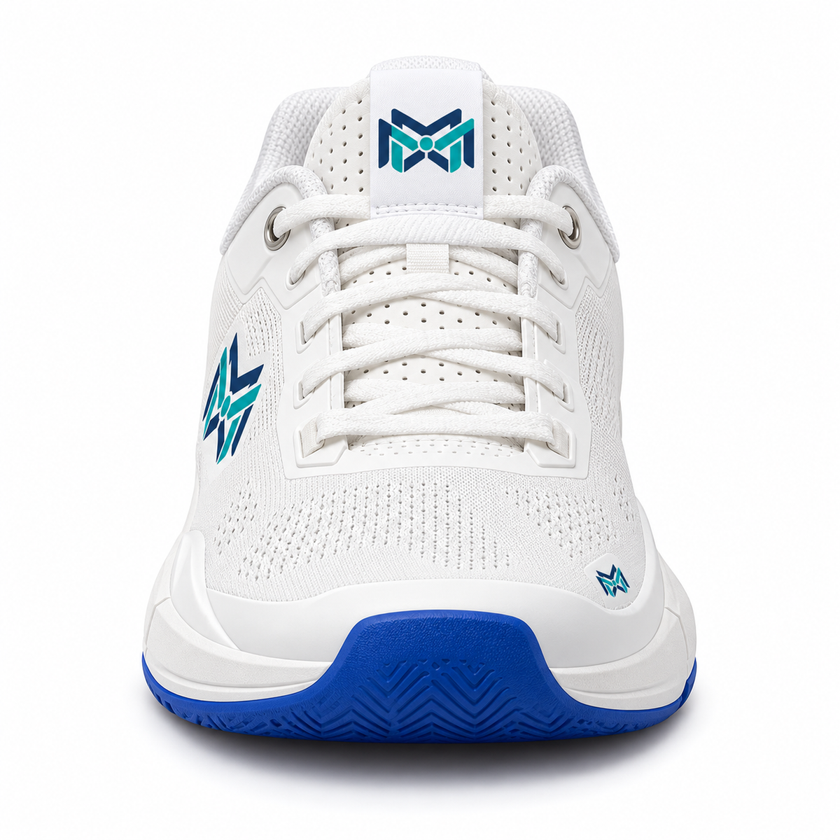 MM Deals Hub White & Royal Blue Mesh Lace-Up Sneakers