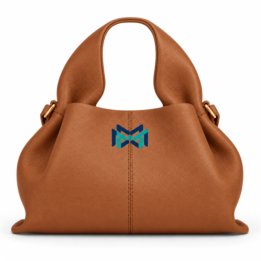 MM Deals Hub Cognac Pebbled-Texture Sculptural Handle Handbag