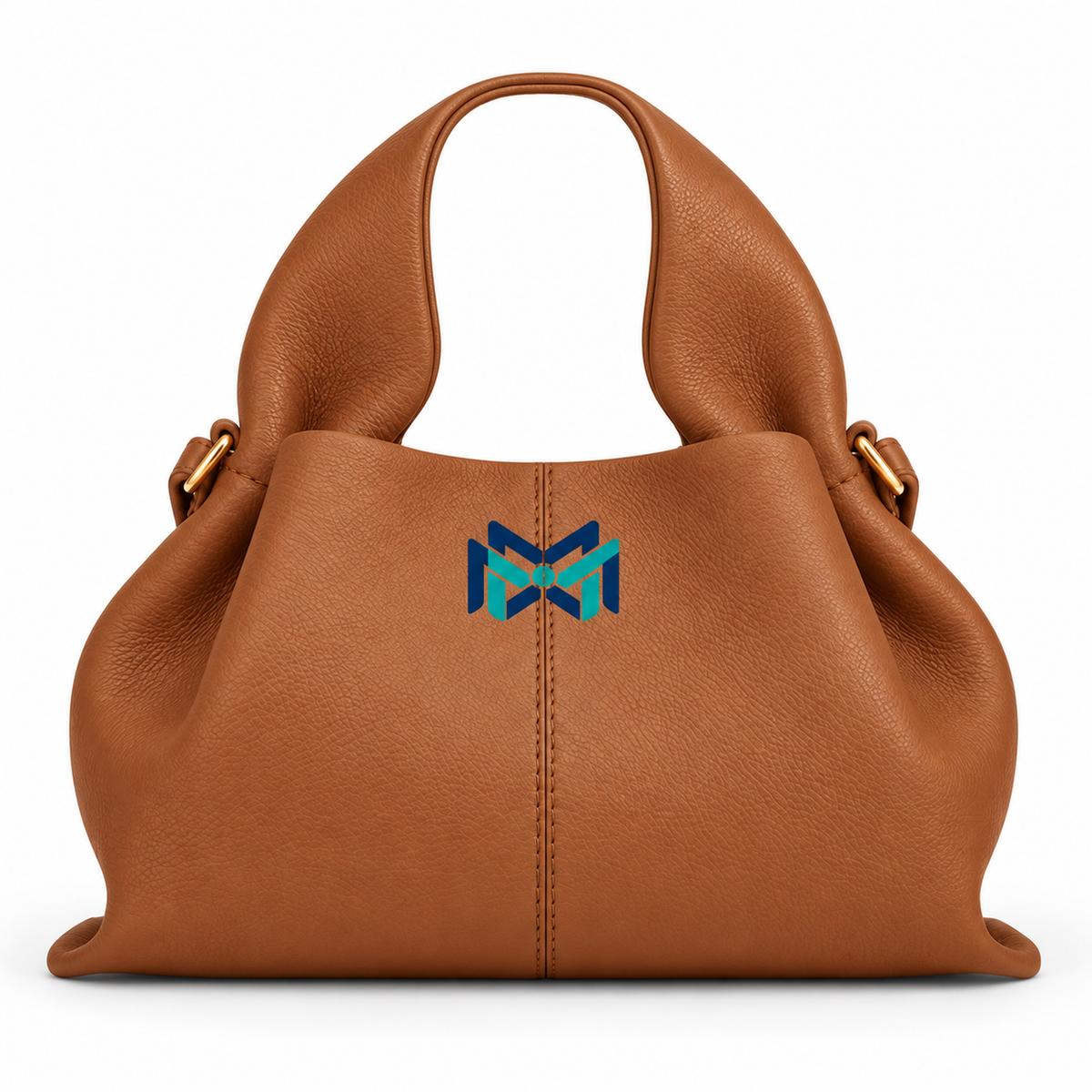 MM Deals Hub Cognac Pebbled-Texture Sculptural Handle Handbag